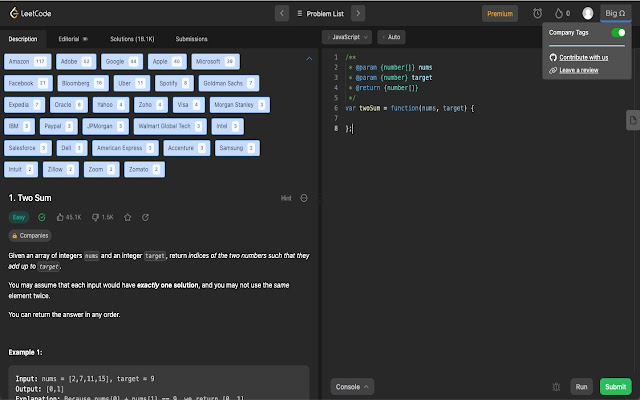 Big Ω - Enhance Leetcode experience chrome谷歌浏览器插件_扩展第2张截图