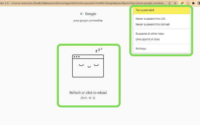 Tab Suspender 2.0 chrome谷歌浏览器插件_扩展第2张截图