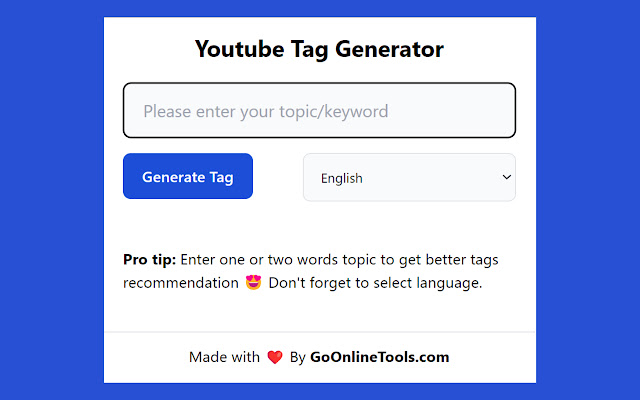 Youtube Tag Generator chrome谷歌浏览器插件_扩展第1张截图