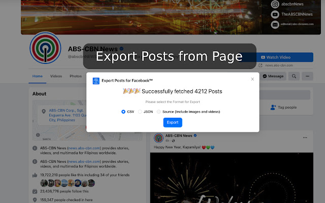 Export Posts for Facebook™ chrome谷歌浏览器插件_扩展第2张截图