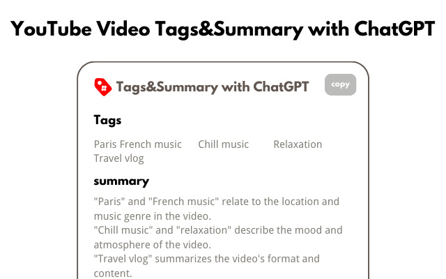 YouTube视频标签和摘要生成器-ChatGPT(中文版) chrome谷歌浏览器插件_扩展第1张截图