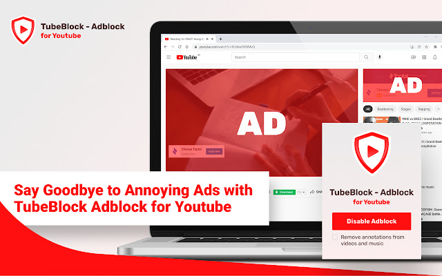 TubeBlock - Adblock for Youtube chrome谷歌浏览器插件_扩展第1张截图