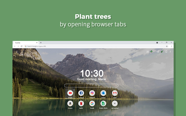 Treetab - The New Tab that Plants Trees chrome谷歌浏览器插件_扩展第1张截图