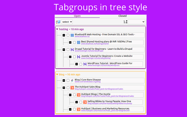 tabFlow - tabgroups in tree style chrome谷歌浏览器插件_扩展第1张截图
