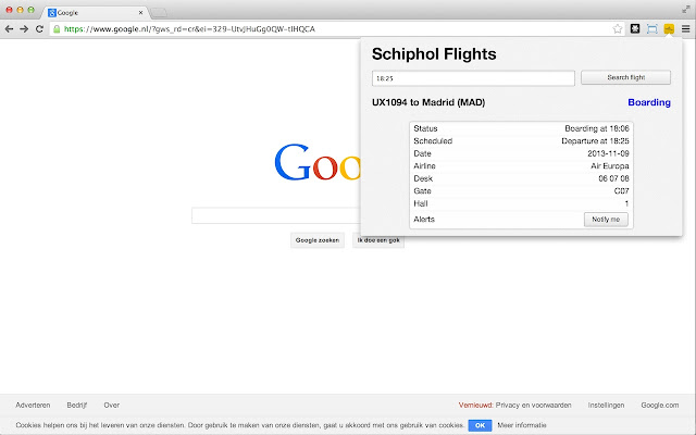Schiphol Flights chrome谷歌浏览器插件_扩展第1张截图