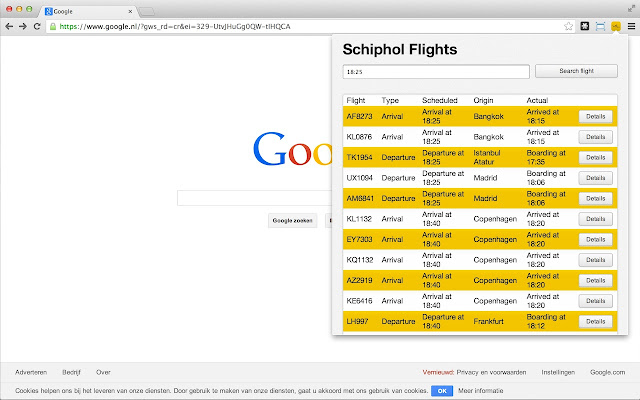 Schiphol Flights chrome谷歌浏览器插件_扩展第2张截图