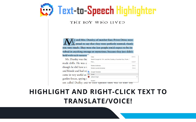 Text-to-Speech Highlighter chrome谷歌浏览器插件_扩展第1张截图