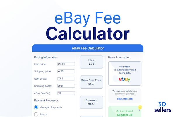 eBay Fee Calculator 2022 chrome谷歌浏览器插件_扩展第2张截图
