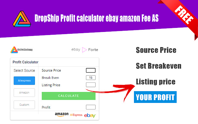 DropShip Profit calculator ebay amazon Fee AS chrome谷歌浏览器插件_扩展第1张截图