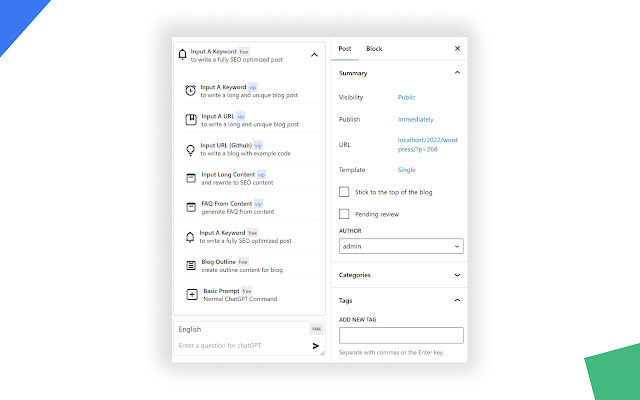 ChatGPT for Wordpress chrome谷歌浏览器插件_扩展第2张截图