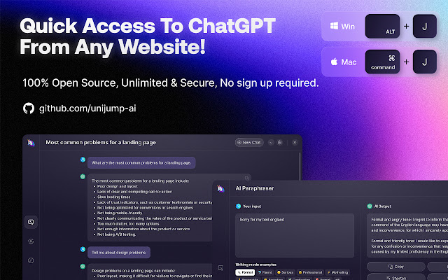 UniJump - Shortcut for ChatGPT chrome谷歌浏览器插件_扩展第1张截图