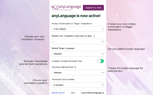 anyLanguage.ai - Instant Language Translator chrome谷歌浏览器插件_扩展第1张截图