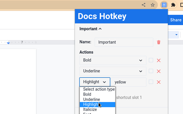 Docs Hotkey chrome谷歌浏览器插件_扩展第1张截图
