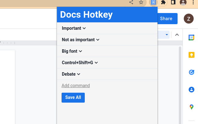 Docs Hotkey chrome谷歌浏览器插件_扩展第2张截图
