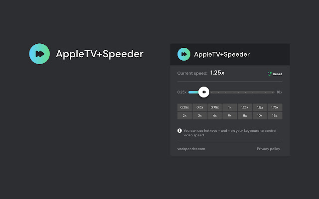 Apple TV Speeder: adjust playback speed chrome谷歌浏览器插件_扩展第1张截图