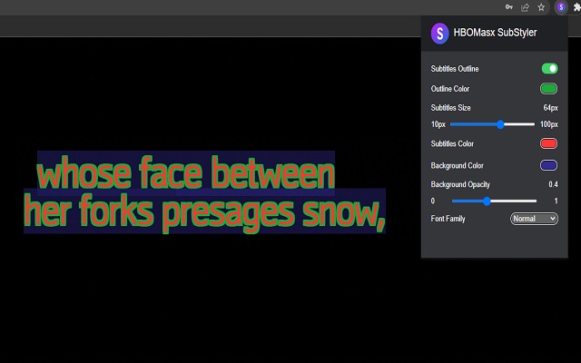 HBOMax SubStyler : customize subtitles chrome谷歌浏览器插件_扩展第1张截图