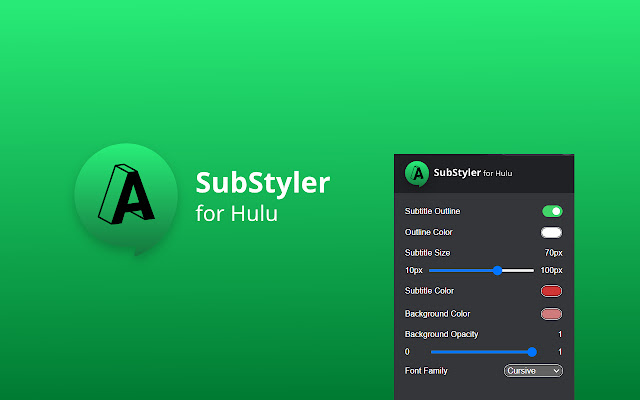 Hulu SubStyler : customize subtitles chrome谷歌浏览器插件_扩展第1张截图