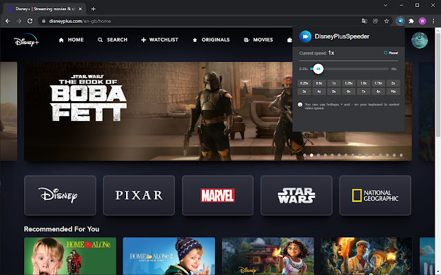 Disney+ Speeder: adjust playback speed chrome谷歌浏览器插件_扩展第1张截图