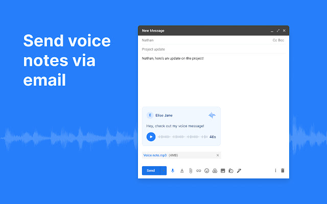 Vocal: Send voice notes in Gmail chrome谷歌浏览器插件_扩展第2张截图