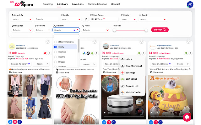 AdSparo - AdLibrary Ad Finder & Ad spy Tool chrome谷歌浏览器插件_扩展第3张截图