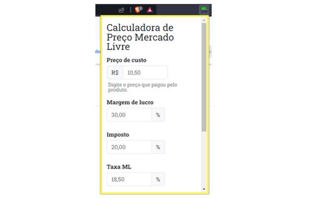 Calculadora de Preço Mercado Livre chrome谷歌浏览器插件_扩展第1张截图