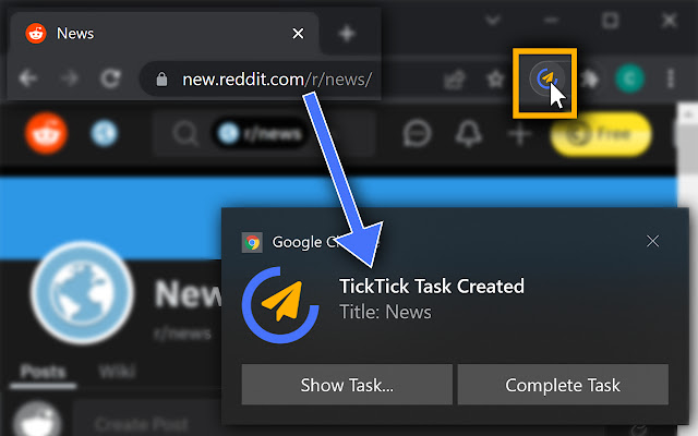One-Click TickTick chrome谷歌浏览器插件_扩展第1张截图