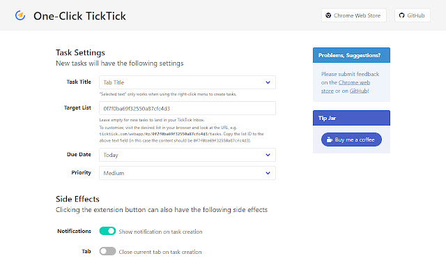 One-Click TickTick chrome谷歌浏览器插件_扩展第3张截图