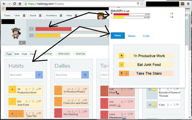 HabitRPG Interactive chrome谷歌浏览器插件_扩展第2张截图