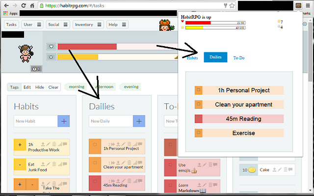 HabitRPG Interactive chrome谷歌浏览器插件_扩展第3张截图