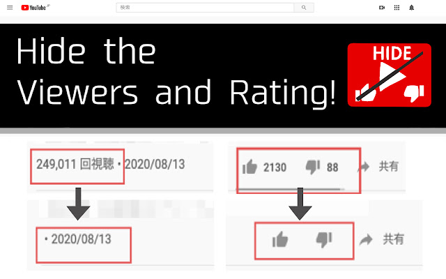 Hide Youtube Viewers and Ratings chrome谷歌浏览器插件_扩展第1张截图