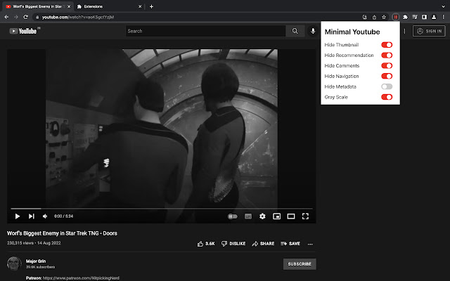 Minimal Youtube theme chrome谷歌浏览器插件_扩展第2张截图