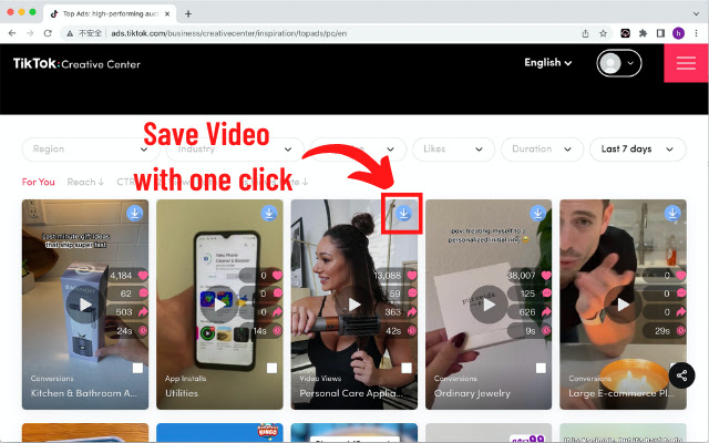 TikTok Ads Library Downloader - Save & Export chrome谷歌浏览器插件_扩展第2张截图