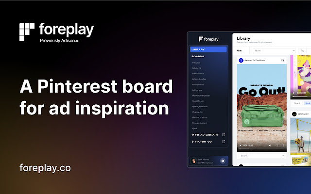 Ad Library - Save Facebook TikTok - Foreplay chrome谷歌浏览器插件_扩展第1张截图