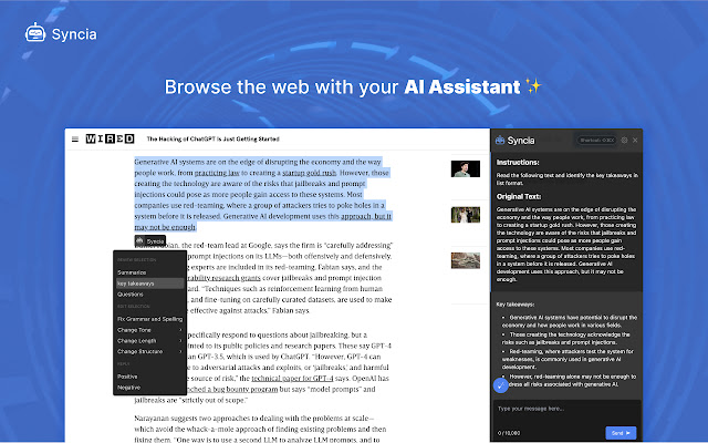 Syncia - Power of ChatGPT on any website chrome谷歌浏览器插件_扩展第2张截图