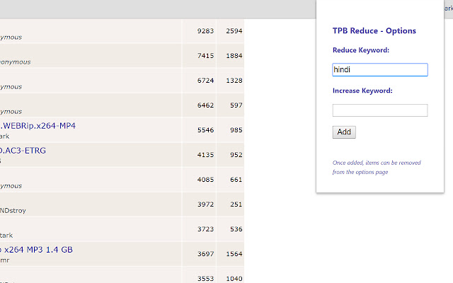ThePirateBay Results Reducer 4.3 chrome谷歌浏览器插件_扩展第2张截图