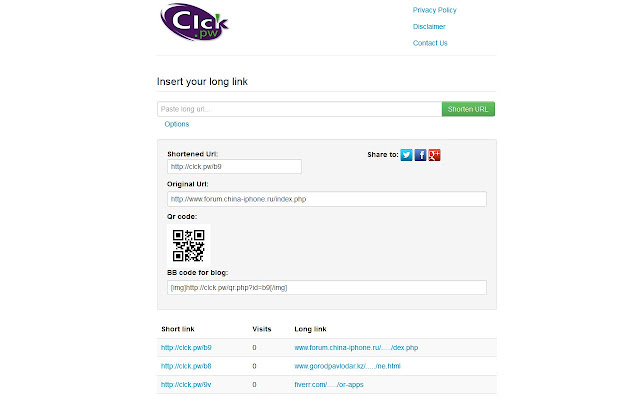 URL Shortner clck.pw chrome谷歌浏览器插件_扩展第2张截图