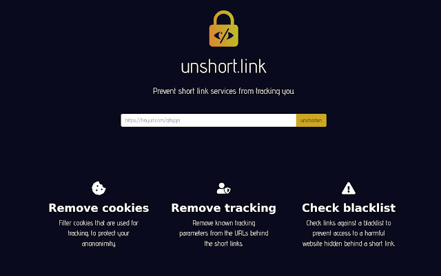 Unshort.link - Free Link unshorten services chrome谷歌浏览器插件_扩展第1张截图