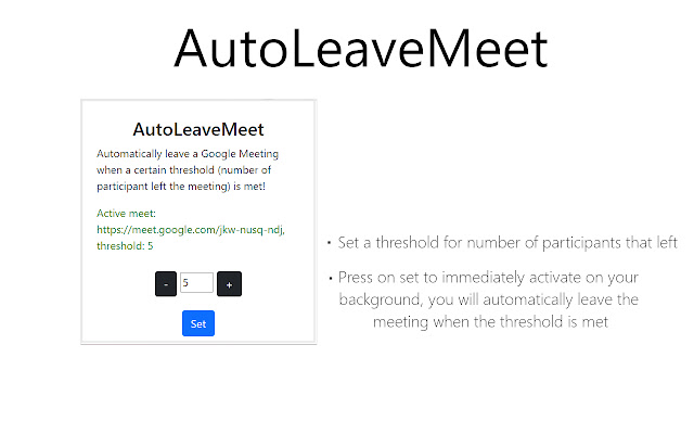 AutoLeaveMeet: Google Meet Auto Leaver chrome谷歌浏览器插件_扩展第1张截图