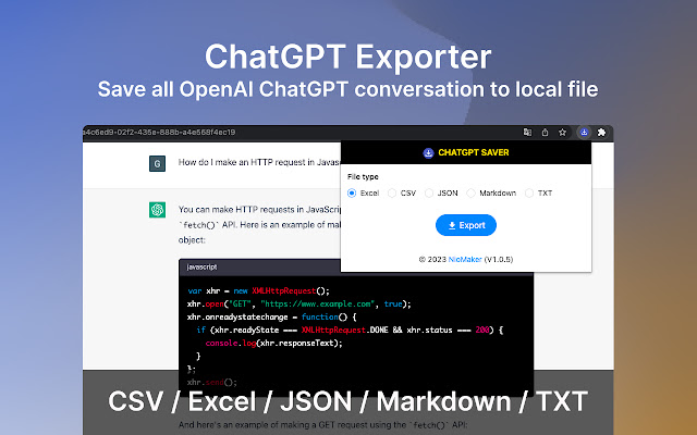 ChatGPT Saver - Export Conversations Tool chrome谷歌浏览器插件_扩展第1张截图