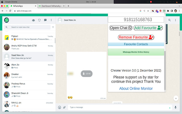 Online Monitor for WhatsApp chrome谷歌浏览器插件_扩展第2张截图