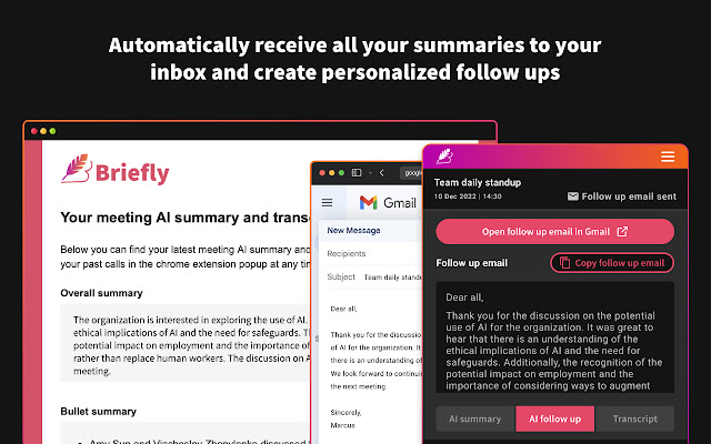 Briefly: AI meeting summary & email follow up chrome谷歌浏览器插件_扩展第2张截图