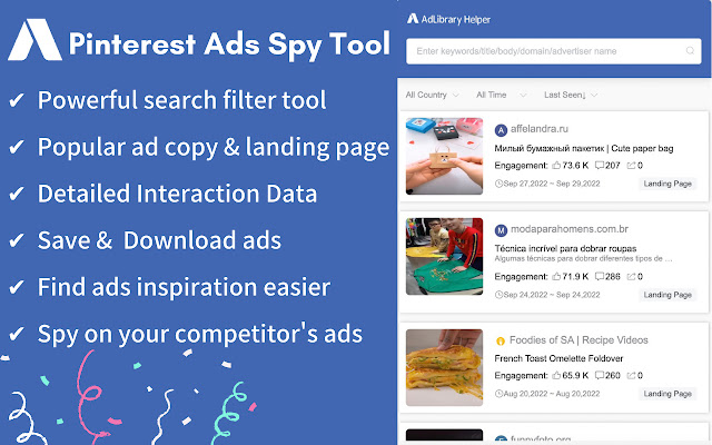 Ad Library - Ads Spy Tool For Pinterest chrome谷歌浏览器插件_扩展第1张截图