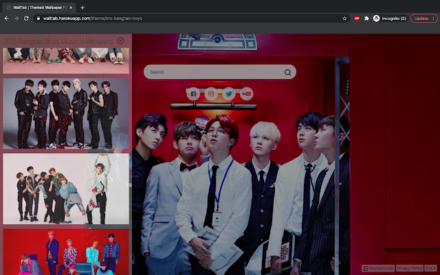 BTS Bangtan Music HD wallpapers New Tab chrome谷歌浏览器插件_扩展第1张截图