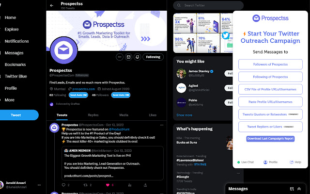 Twitter Auto Message Sender - Prospectss.com chrome谷歌浏览器插件_扩展第1张截图