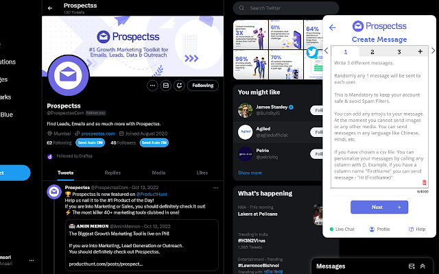 Twitter Auto Message Sender - Prospectss.com chrome谷歌浏览器插件_扩展第3张截图
