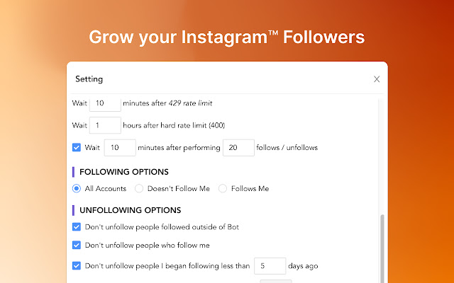 GrowthBot - IG Followers Automation Tool chrome谷歌浏览器插件_扩展第4张截图