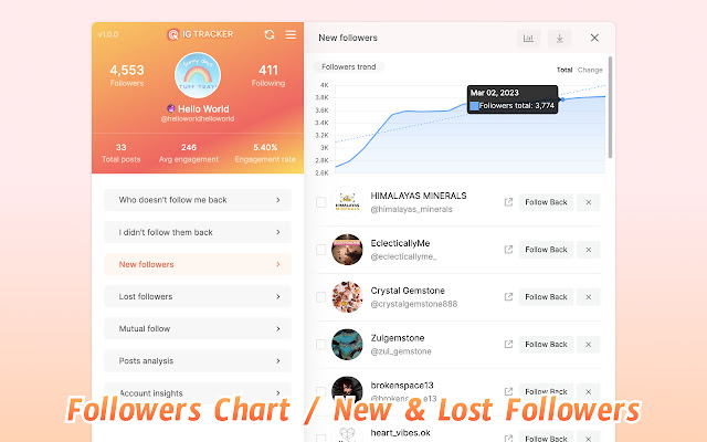 IG Tracker: Track Instagram followers & posts chrome谷歌浏览器插件_扩展第3张截图