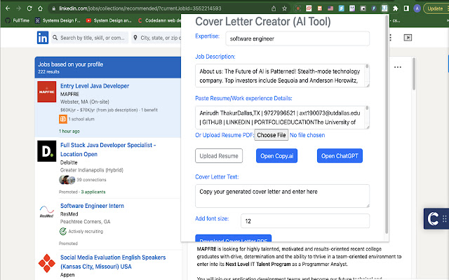 Cover Letter Generator chrome谷歌浏览器插件_扩展第1张截图