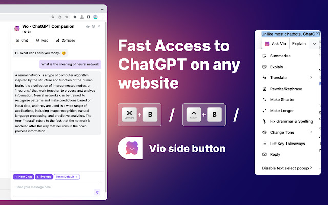 Vio - 您的ChatGPT智能伙伴 chrome谷歌浏览器插件_扩展第1张截图