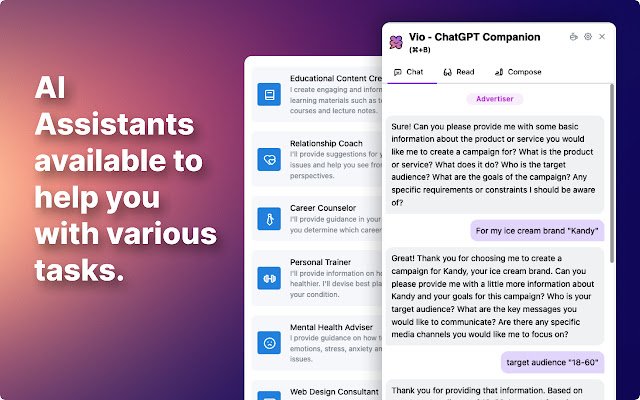 Vio - 您的ChatGPT智能伙伴 chrome谷歌浏览器插件_扩展第4张截图